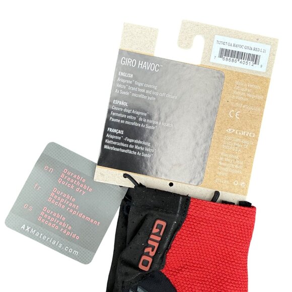Giro Havoc Adult Gloves Large 4X Suede Red & Black Cycling - Picture 3 of 5
